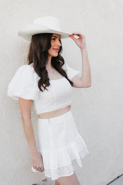White Eyelet Ruffle Skirt
