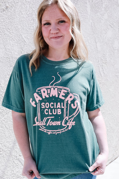 Farmers Social Club Graphic Tee / Blue Spruce Green