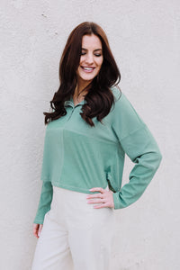 Mint Mixed Henley Top