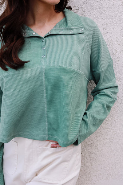 Mint Mixed Henley Top