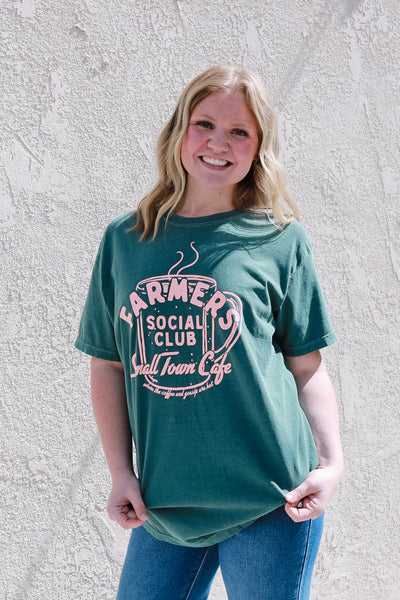 Farmers Social Club Graphic Tee / Blue Spruce Green