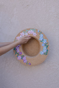 Blossom Floral Embroidered Straw Boater