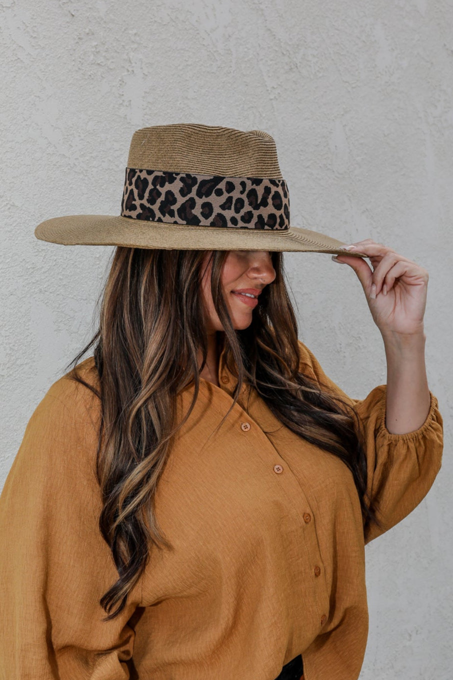 Myla Straw Rancher with Leopard Band