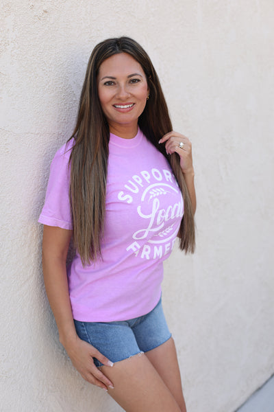 Support Local Farmers Graphic Tee  / Bright Violet
