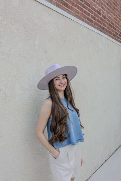 Simone Straw Rancher Hat / Lavender