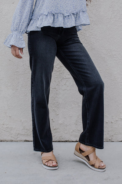 Just Black Relaxed Waist Straight Leg Jeans