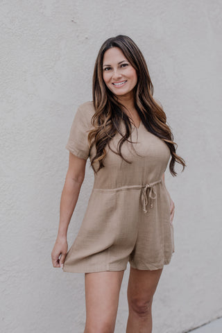 Mocha Oat Linen Romper
