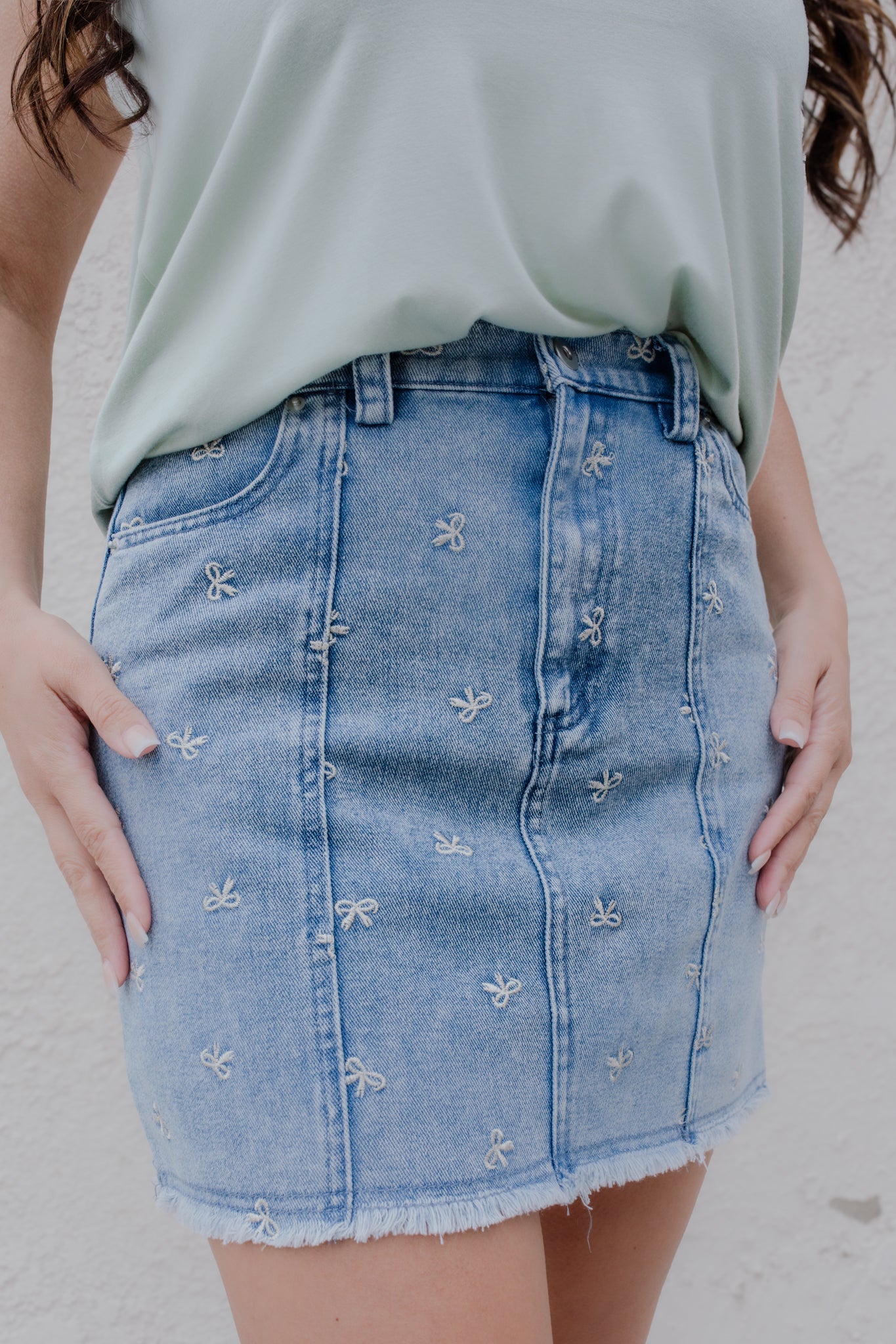Denim & Bows Mini Skirt