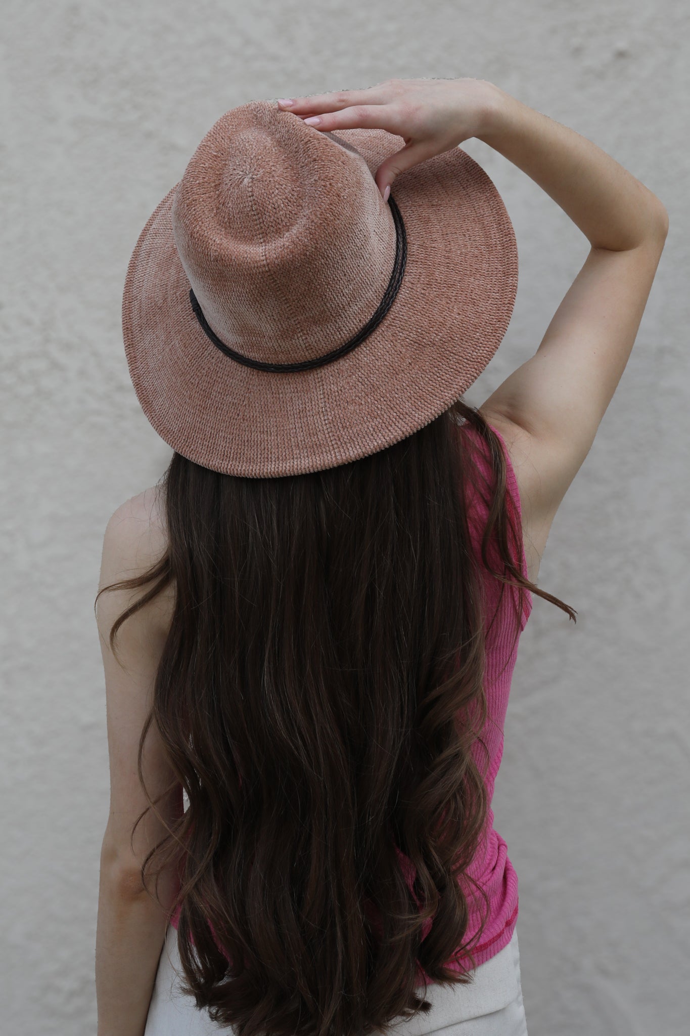 Colette Packable Fedora Hat / Rose Beige