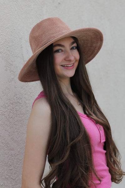Colette Packable Fedora Hat / Rose Beige