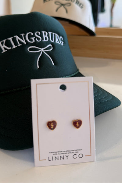 Football Heart Screwback Stud Earrings