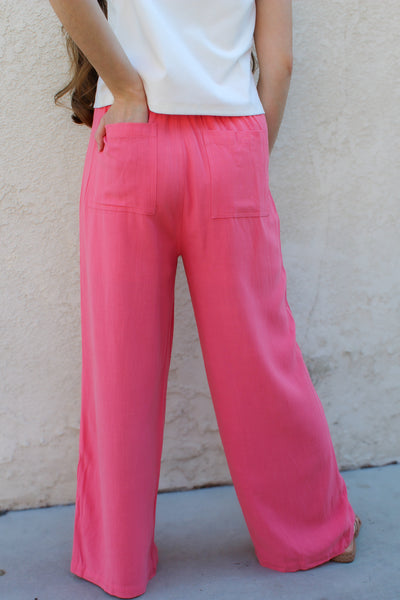 Hibiscus Pink Linen Pants