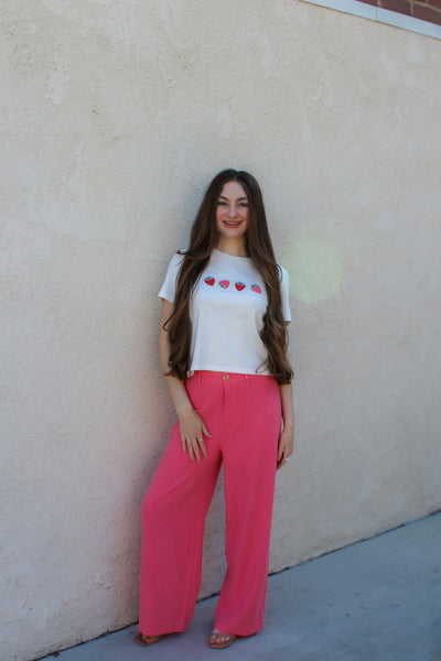 Hibiscus Pink Linen Pants