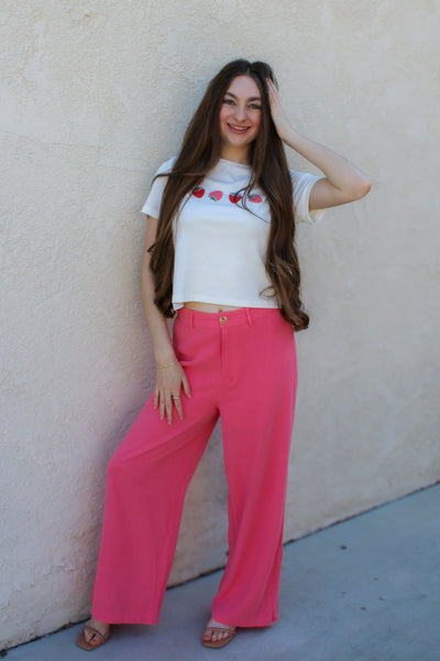 Hibiscus Pink Linen Pants
