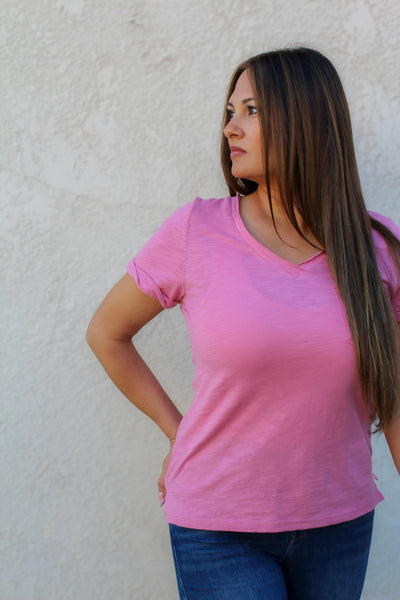 Berry Raw Edge Slub Top