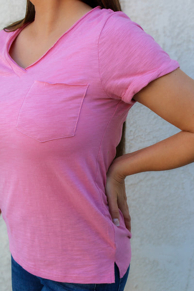 Berry Raw Edge Slub Top