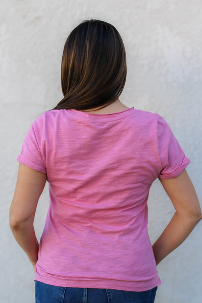 Berry Raw Edge Slub Top