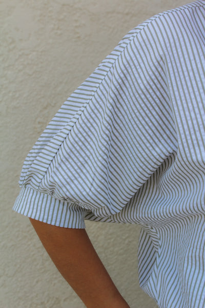 Sage Pinstripe Seersucker Blouse