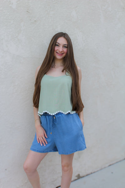 Aloe Linen Square Neck Tank