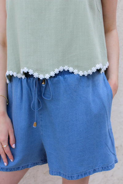 Aloe Linen Square Neck Tank