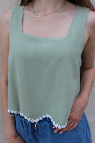 Aloe Linen Square Neck Tank