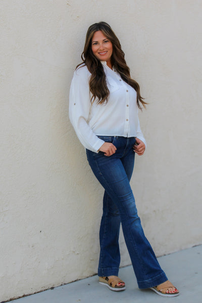 Diana Linen Dolman Blouse / Off White