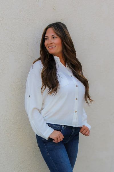 Diana Linen Dolman Blouse / Off White