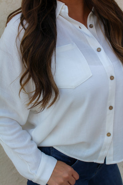 Diana Linen Dolman Blouse / Off White