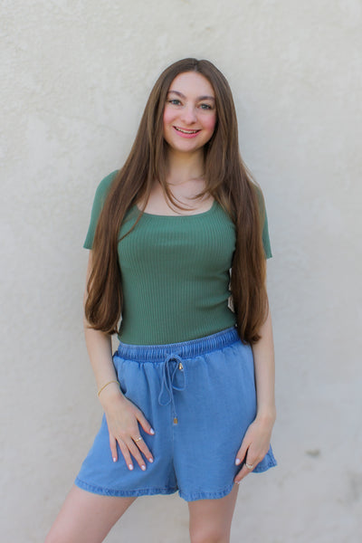 Alyssa Square Neck Top / Ivy Green