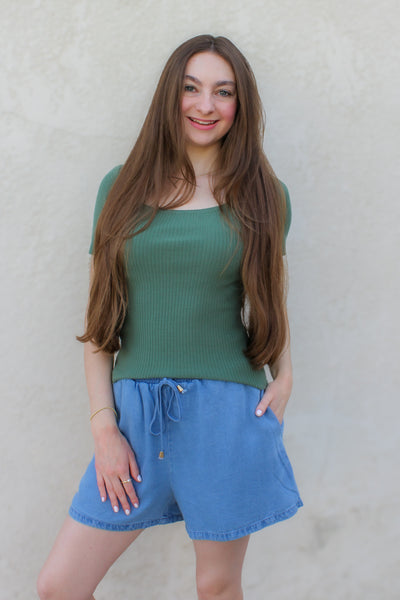 Alyssa Square Neck Top / Ivy Green