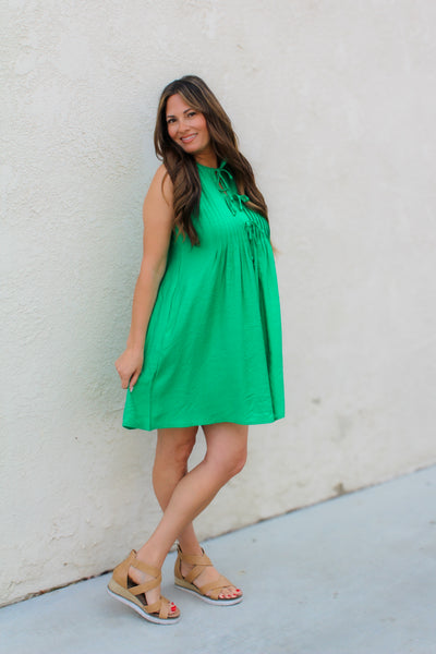 Spring Green Pintuck Dress *final sale*