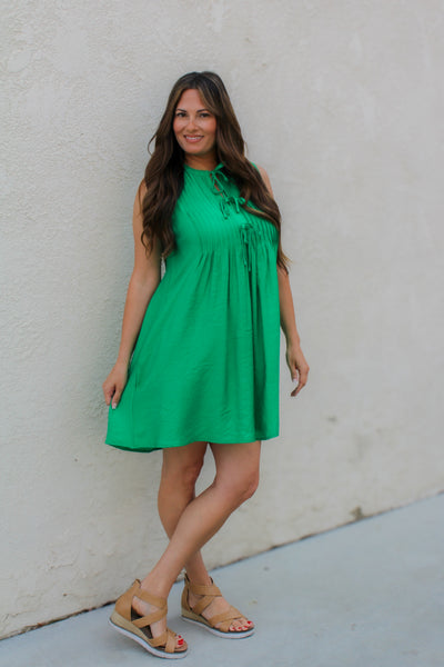 Spring Green Pintuck Dress *final sale*