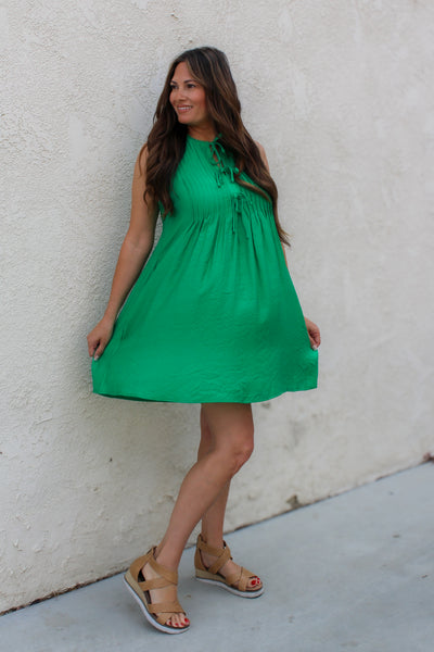 Spring Green Pintuck Dress *final sale*