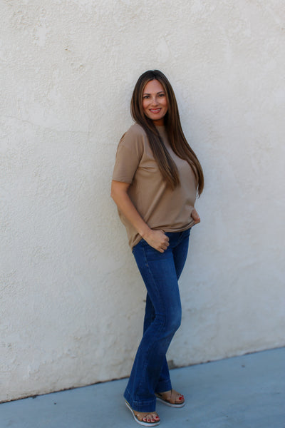 Mocha Boat Neck Tee