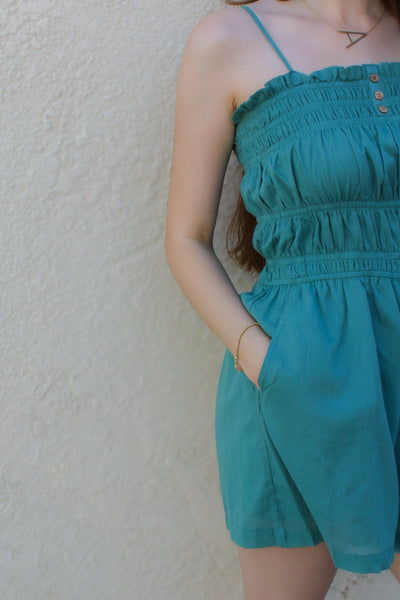 Birmingham Cotton Romper / Teal Green