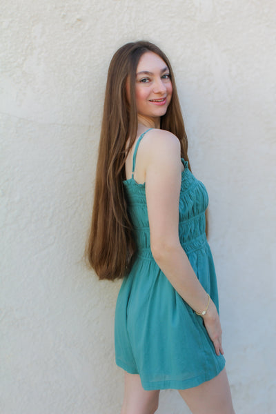 Birmingham Cotton Romper / Teal Green