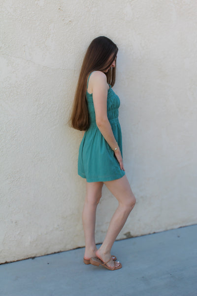 Birmingham Cotton Romper / Teal Green