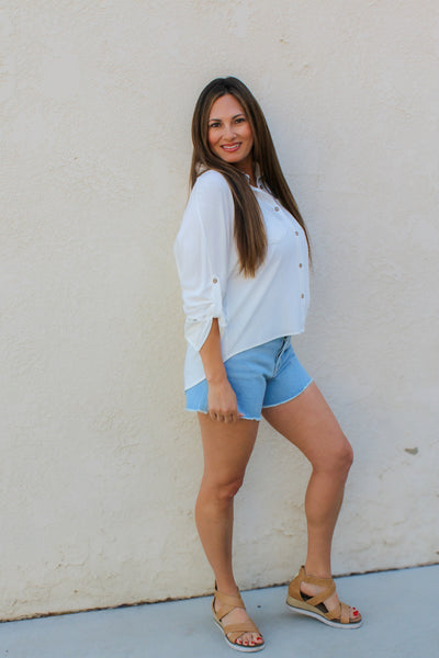 Diana Linen Dolman Blouse / Off White