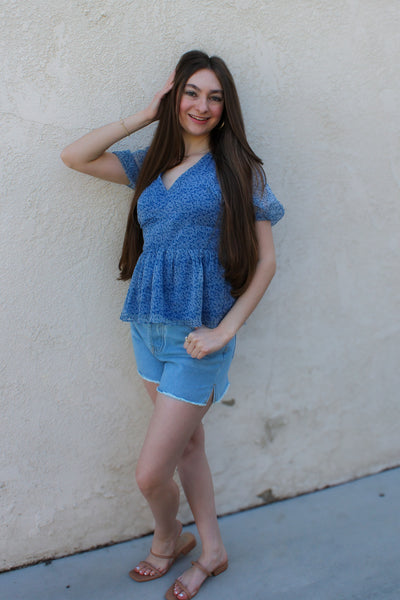Bluebonnet Peplum Blouse *final sale*