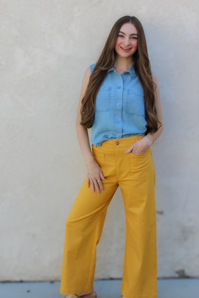 Eleanor Sleeveless Top / Light Denim