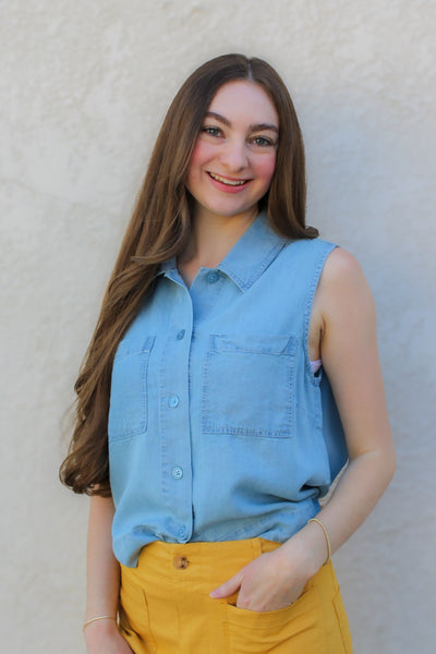 Eleanor Sleeveless Top / Light Denim