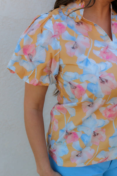 Tangerine Floral Blouse