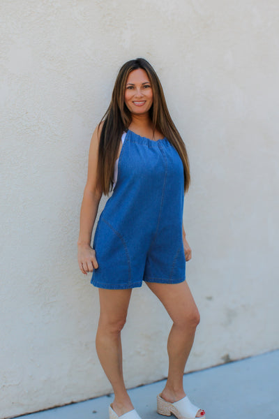 Denim Days Bow Back Romper