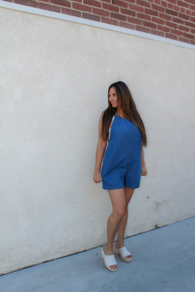 Denim Days Bow Back Romper