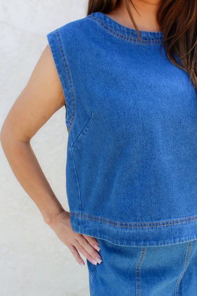 Laurie Denim Boxy Top