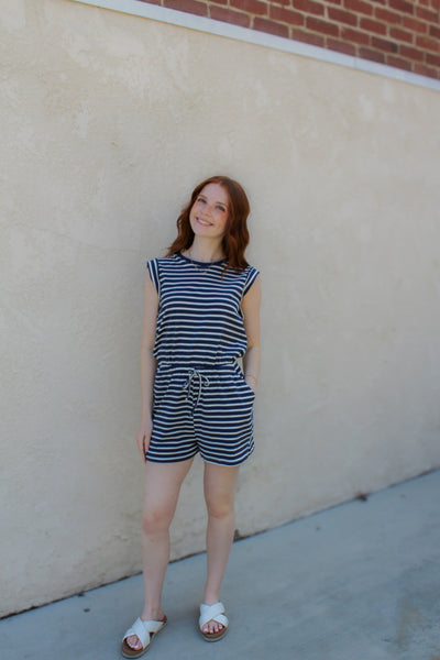 Navy Nautical Romper