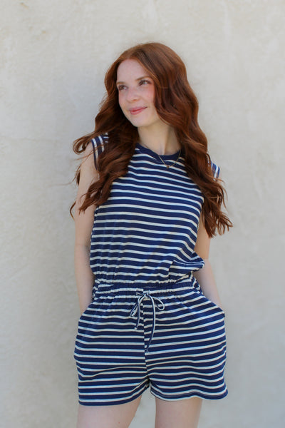 Navy Nautical Romper
