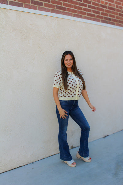 Oatmeal Polka Dot Cardigan