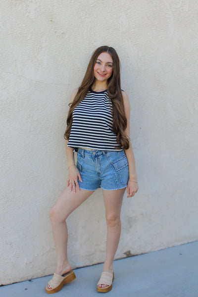 Navy Summer Ribbed Tank