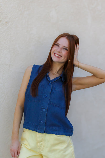 Eleanor Sleeveless Top / Dark Denim
